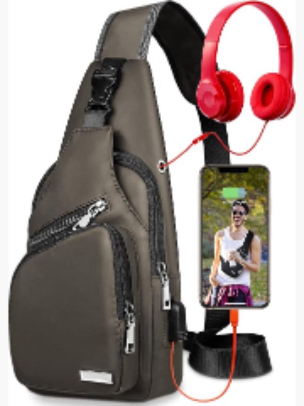 Waterproof Sling Bag Crossbody Backpack Hiking Daypack Multipurpose Chest Bag